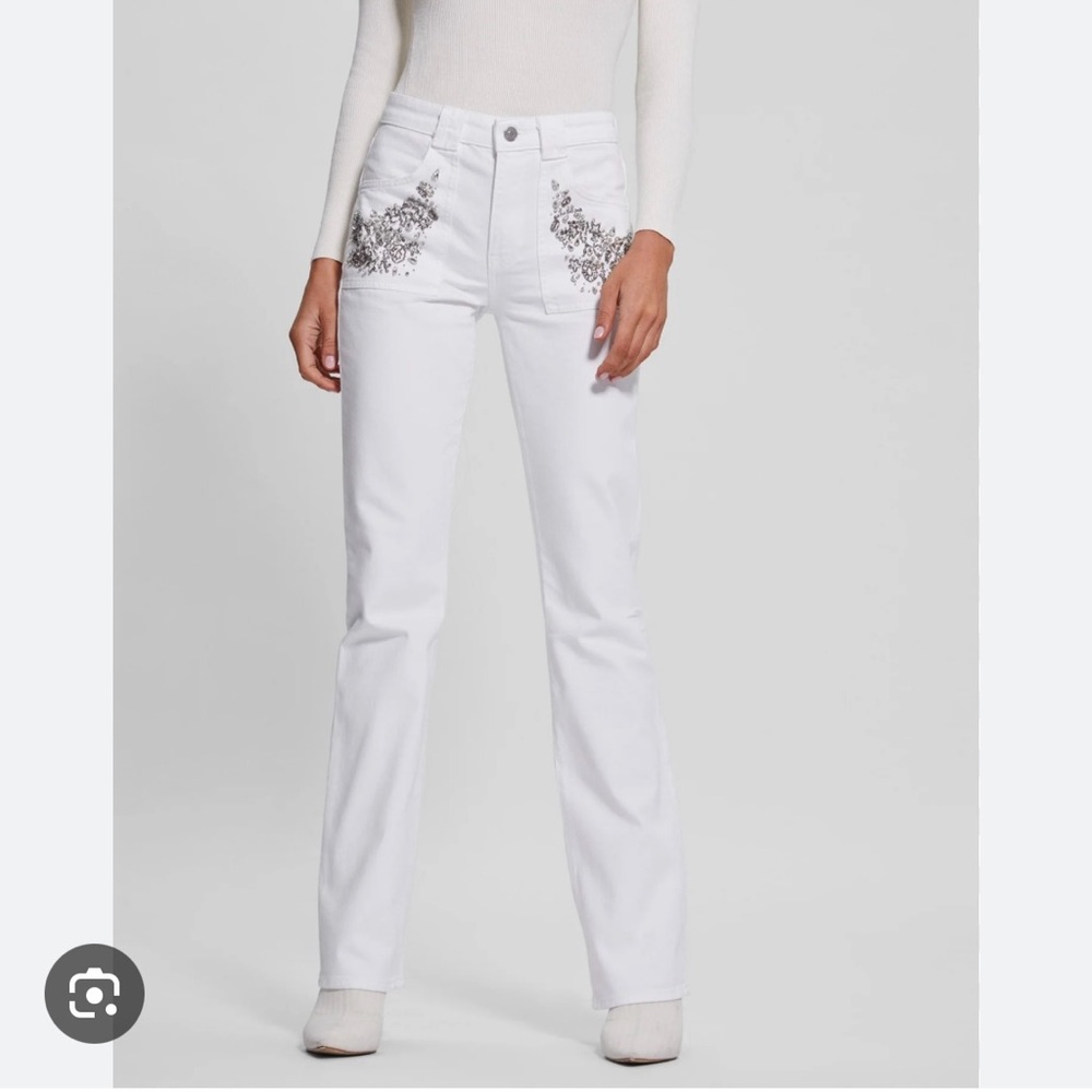New Guess White Embellished Women's Jeans
